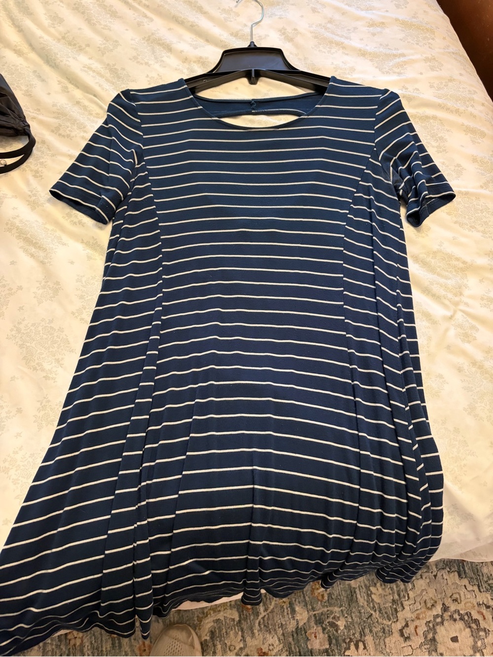 Abercrombie & Fitch Navy and White Striped Short Sleeve Dress